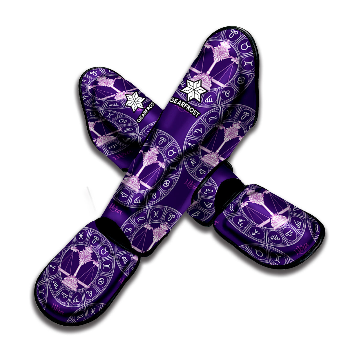 Purple Libra Zodiac Pattern Print Muay Thai Shin Guard