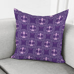 Purple Libra Zodiac Pattern Print Pillow Cover