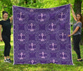 Purple Libra Zodiac Pattern Print Quilt