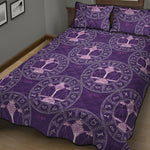 Purple Libra Zodiac Pattern Print Quilt Bed Set