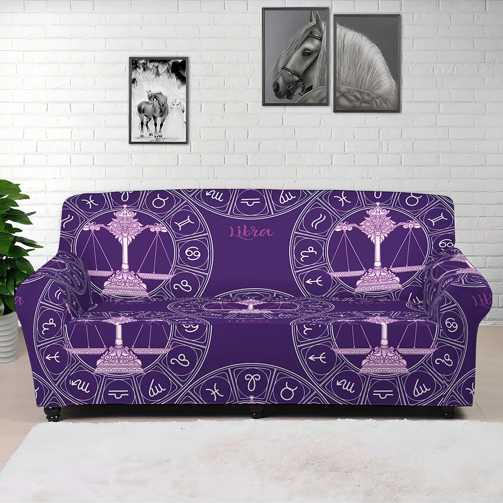 Purple Libra Zodiac Pattern Print Sofa Cover