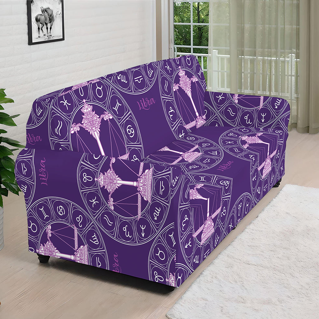 Purple Libra Zodiac Pattern Print Sofa Cover