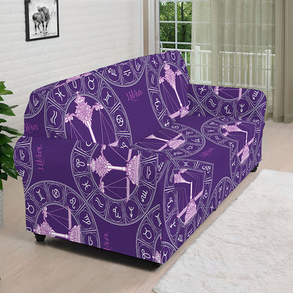 Purple Libra Zodiac Pattern Print Sofa Cover