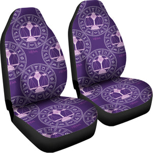 Purple Libra Zodiac Pattern Print Universal Fit Car Seat Covers