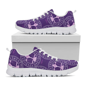 Purple Libra Zodiac Pattern Print White Sneakers