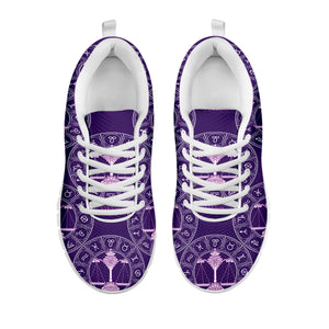 Purple Libra Zodiac Pattern Print White Sneakers