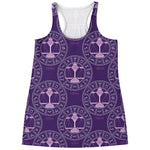 Purple Libra Zodiac Pattern Print Women's Racerback Tank Top
