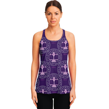Purple Libra Zodiac Pattern Print Women's Racerback Tank Top