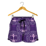 Purple Libra Zodiac Pattern Print Women's Shorts
