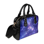 Purple Light Circle Galaxy Space Print Leather Shoulder Handbag GearFrost