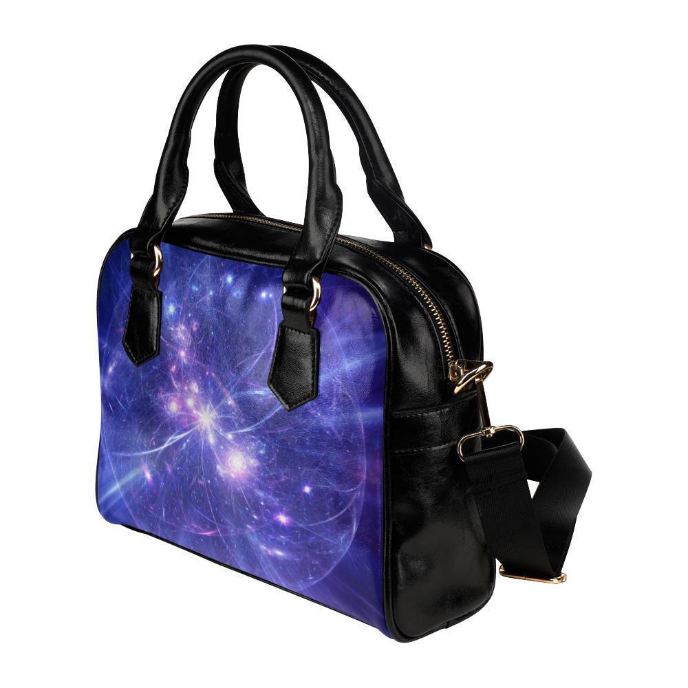 Purple Light Circle Galaxy Space Print Leather Shoulder Handbag GearFrost