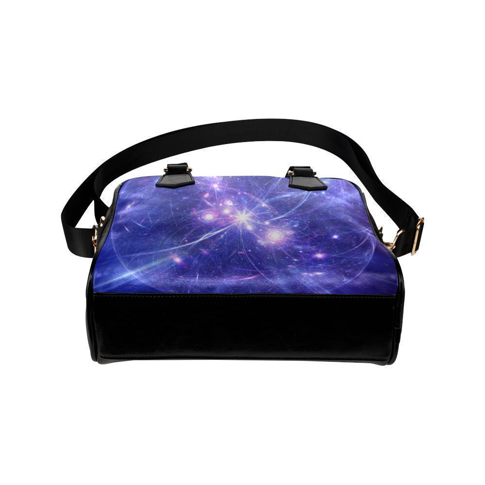 Purple Light Circle Galaxy Space Print Leather Shoulder Handbag GearFrost