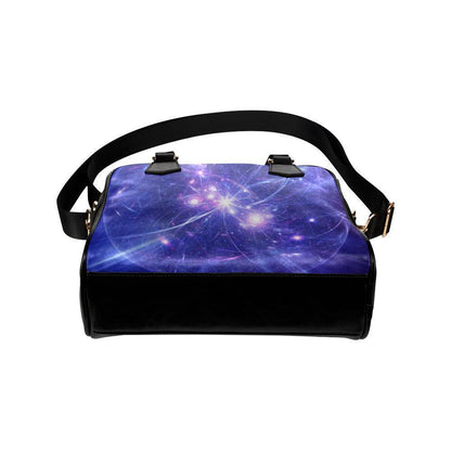 Purple Light Circle Galaxy Space Print Leather Shoulder Handbag GearFrost