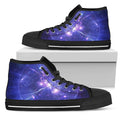 Purple Light Circle Galaxy Space Print Black High Top Sneakers
