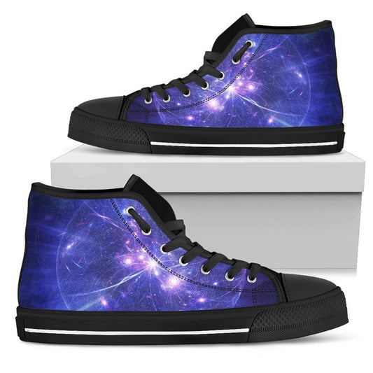 Purple Light Circle Galaxy Space Print Men's High Top Shoes GearFrost