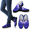 Purple Light Circle Galaxy Space Print Black Slip On Sneakers