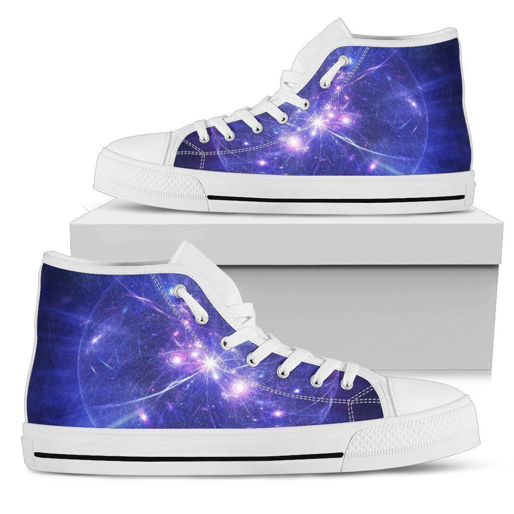 Purple Light Circle Galaxy Space Print Women's High Top Shoes GearFrost