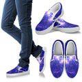 Purple Light Circle Galaxy Space Print White Slip On Sneakers