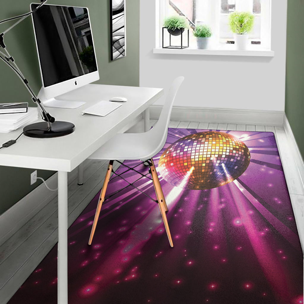 Purple Light Disco Ball Print Area Rug