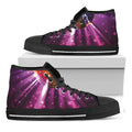 Purple Light Disco Ball Print Black High Top Sneakers