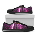 Purple Light Disco Ball Print Black Low Top Sneakers