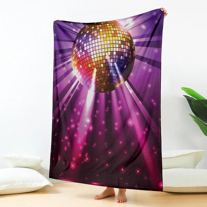 Purple Light Disco Ball Print Blanket