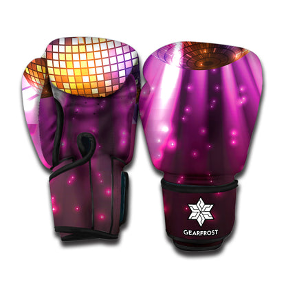 Purple Light Disco Ball Print Boxing Gloves