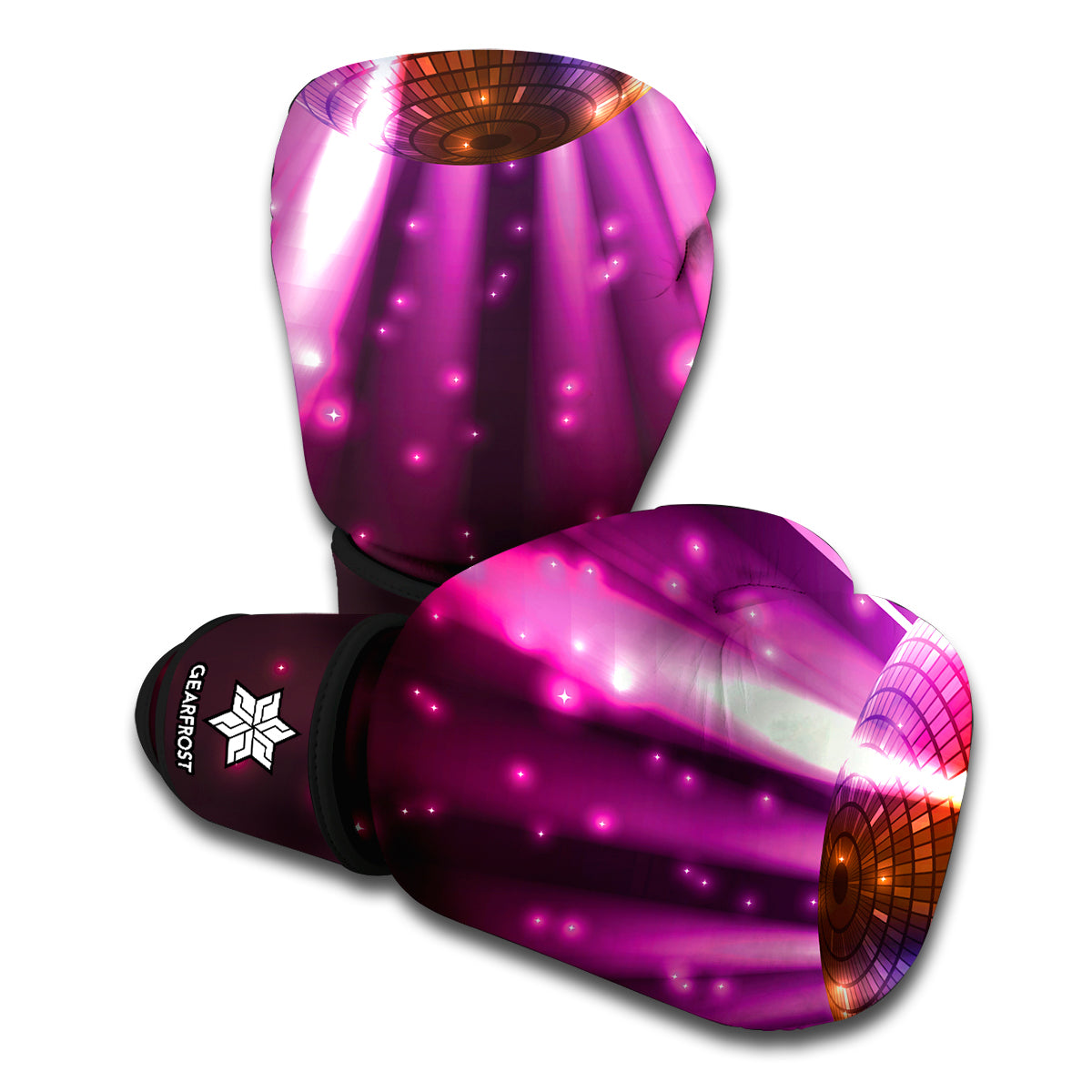 Purple Light Disco Ball Print Boxing Gloves