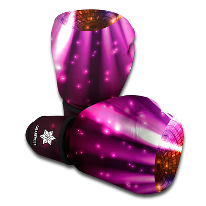 Purple Light Disco Ball Print Boxing Gloves