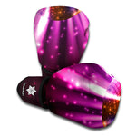Purple Light Disco Ball Print Boxing Gloves
