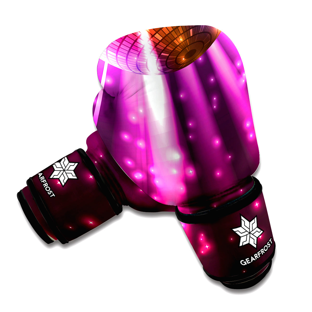 Purple Light Disco Ball Print Boxing Gloves