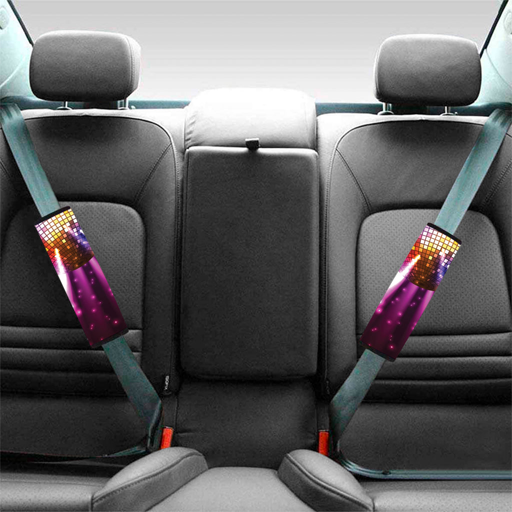 Purple Light Disco Ball Print Car Seat Belt Covers