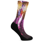 Purple Light Disco Ball Print Crew Socks