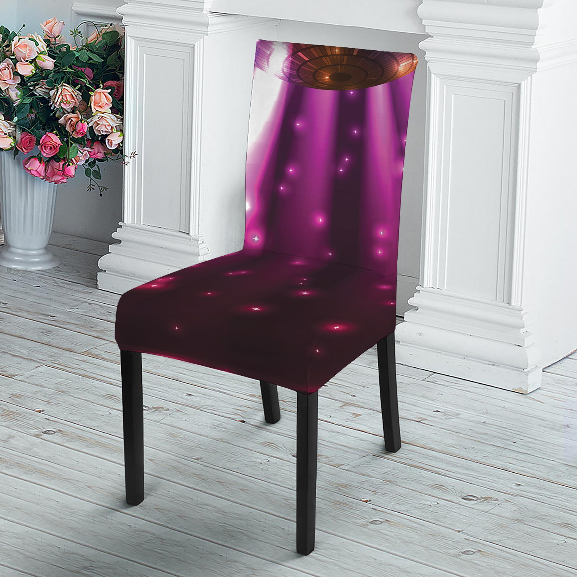 Purple Light Disco Ball Print Dining Chair Slipcover