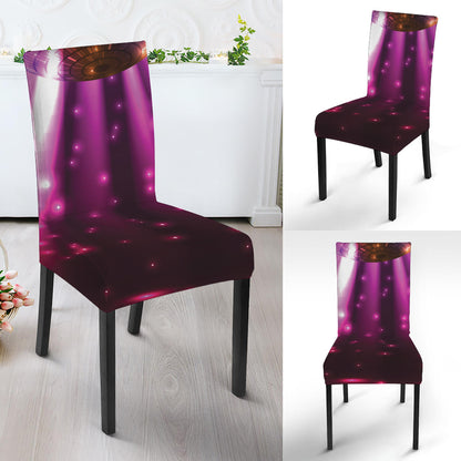 Purple Light Disco Ball Print Dining Chair Slipcover