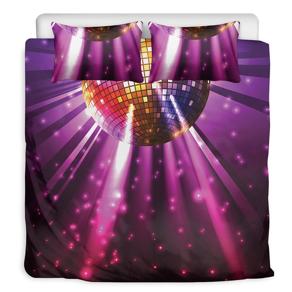 Purple Light Disco Ball Print Duvet Cover Bedding Set
