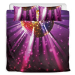 Purple Light Disco Ball Print Duvet Cover Bedding Set