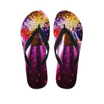 Purple Light Disco Ball Print Flip Flops