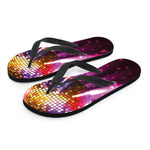 Purple Light Disco Ball Print Flip Flops