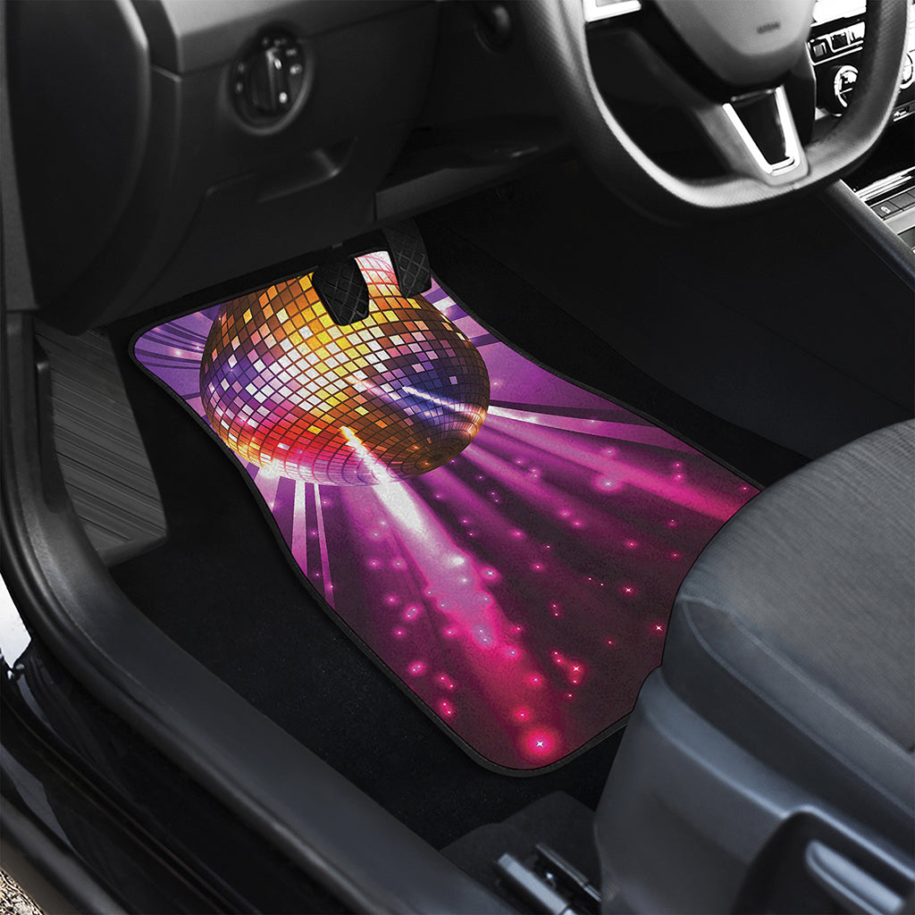 Purple Light Disco Ball Print Front and Back Car Floor Mats