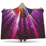 Purple Light Disco Ball Print Hooded Blanket