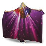 Purple Light Disco Ball Print Hooded Blanket