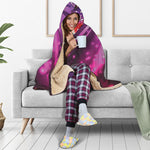 Purple Light Disco Ball Print Hooded Blanket