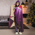 Purple Light Disco Ball Print Hooded Blanket
