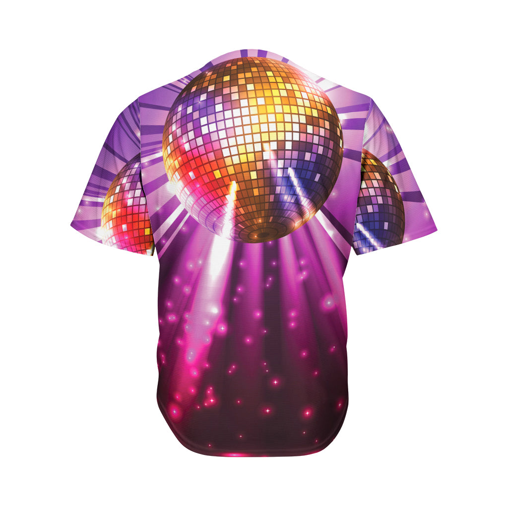 Purple Light Disco Ball Print Men's Baseball Jersey