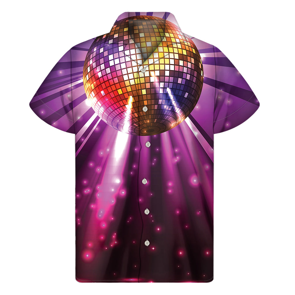 Purple Light Disco Ball Print Men's Short Sleeve Shirt