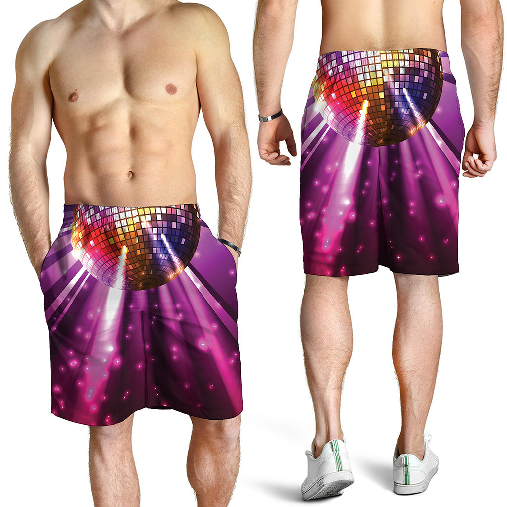 Purple Light Disco Ball Print Men's Shorts