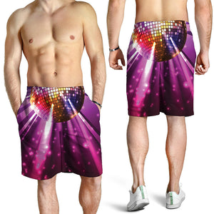Purple Light Disco Ball Print Men's Shorts