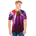 Purple Light Disco Ball Print Men's T-Shirt
