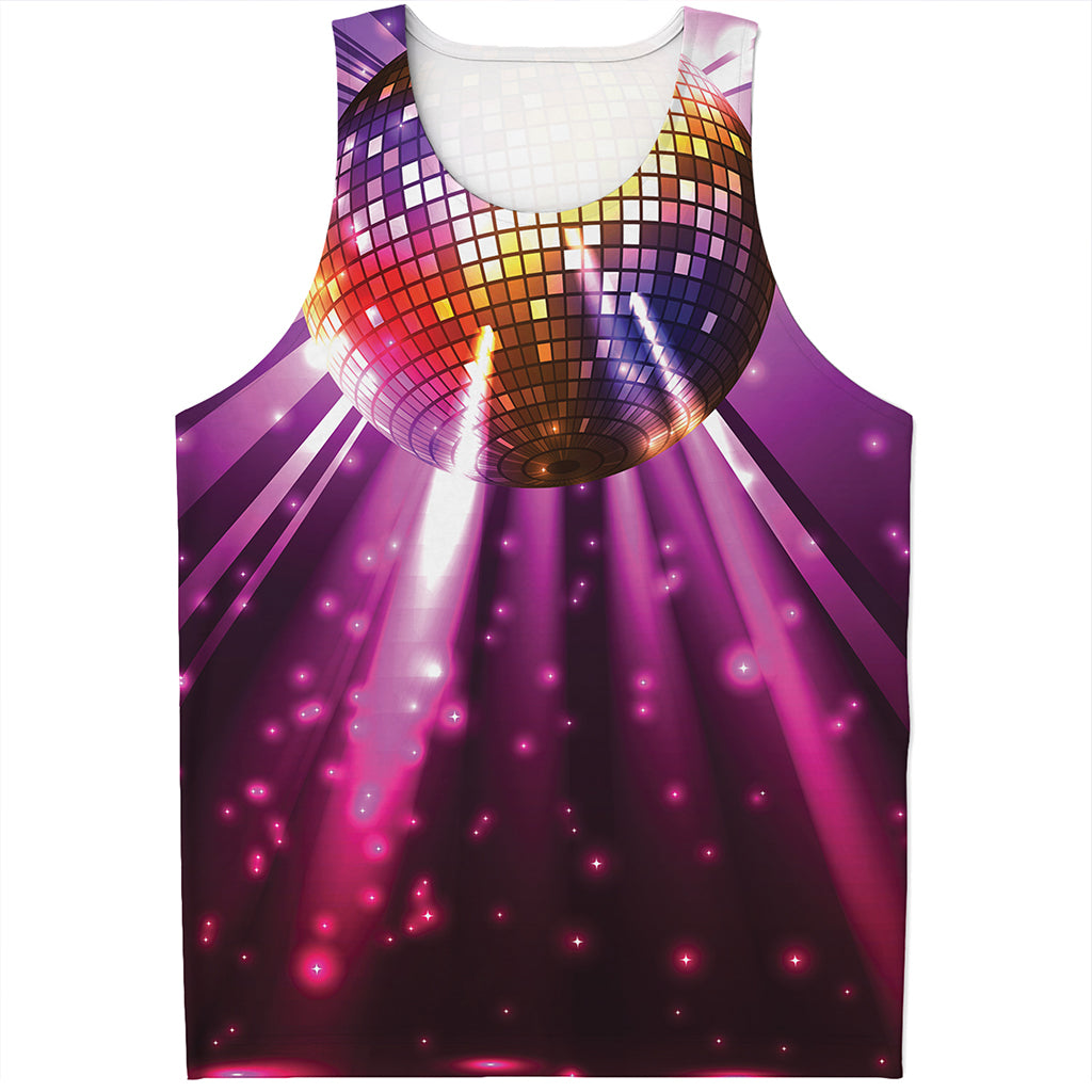 Purple Light Disco Ball Print Men's Tank Top